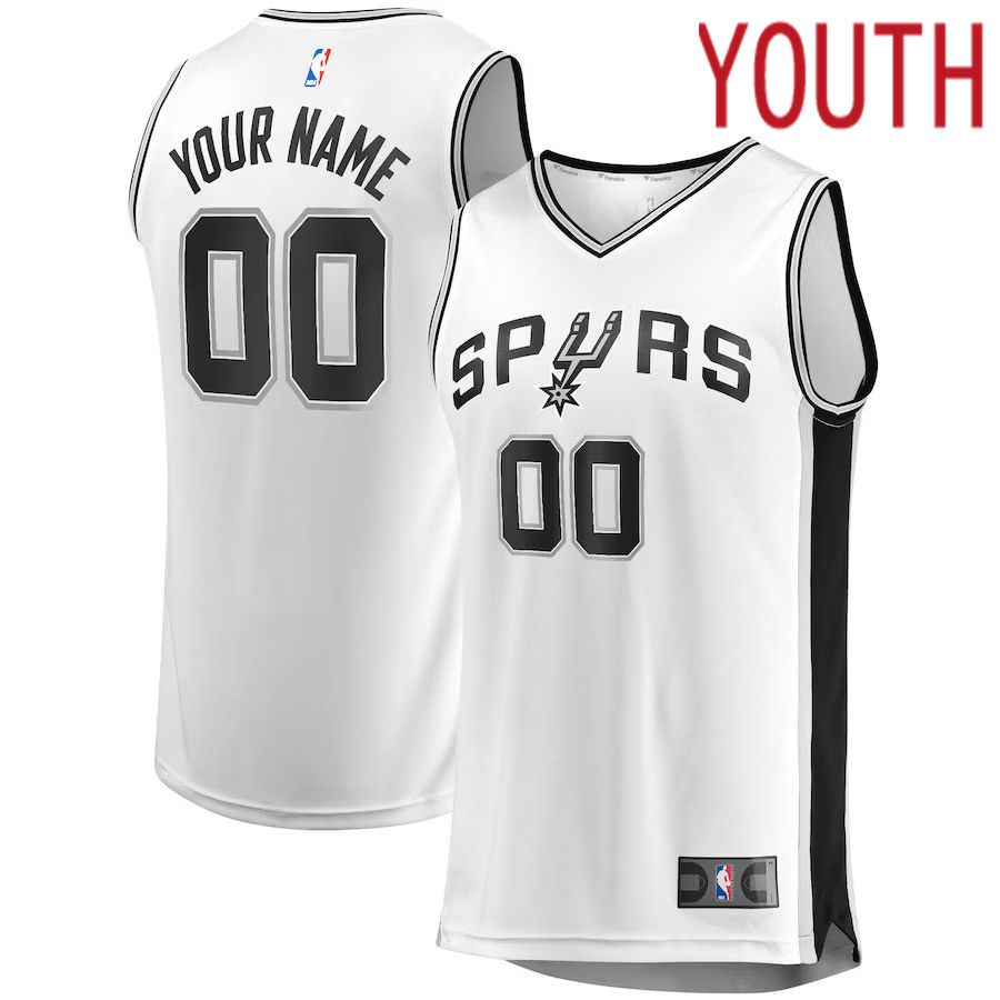 Youth San Antonio Spurs Fanatics Branded White Fast Break Custom Replica NBA Jersey
